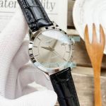 Hot Sale Replica Longines Watch Grey Dial Black Leather Strap Silver Bezel Men's Watch 40mm